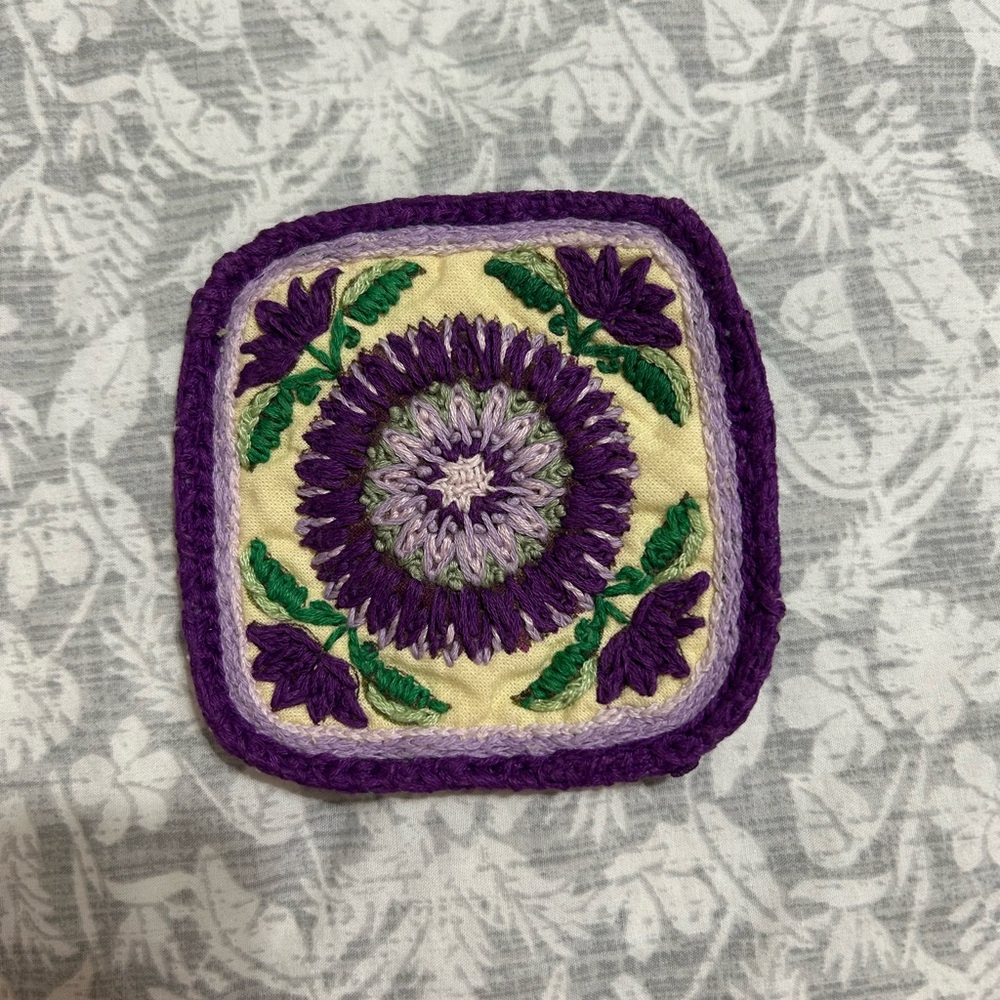 Purple and Green Hand Embroidered Patch